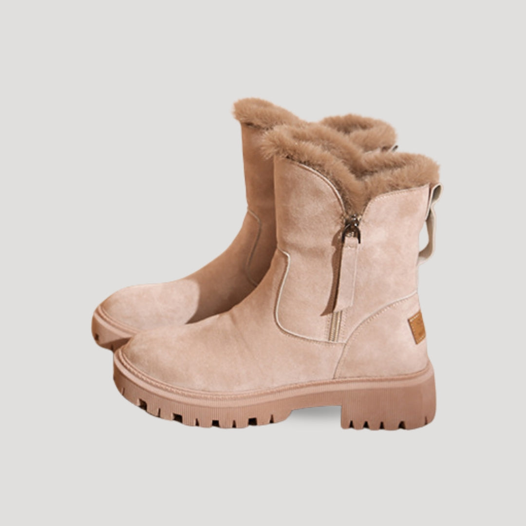 Women's High-Ankle Winter Boots with Sturdy Sole