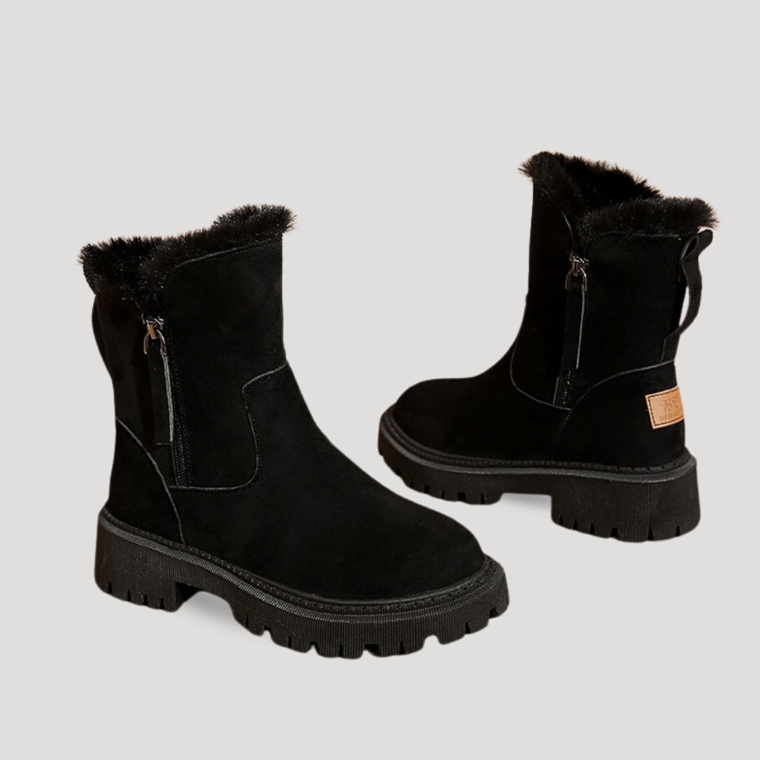 Women's High-Ankle Winter Boots with Sturdy Sole