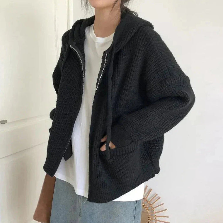 Women's Hooded Zip-Up Cardigan