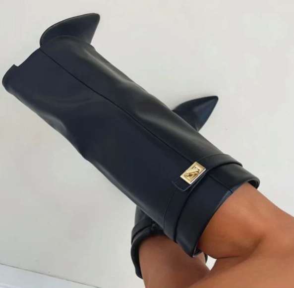 Women's Knee-High Fold-Over Boots with Textured Design