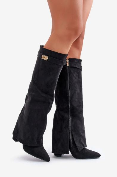 Women's Knee-High Fold-Over Boots with Textured Design