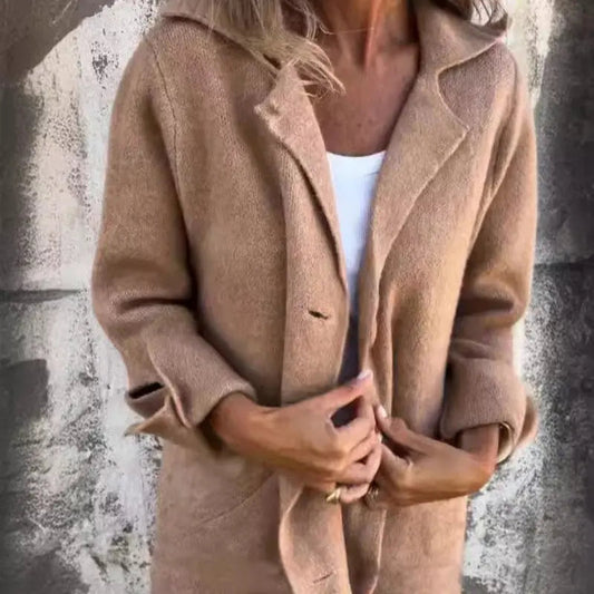Women's Lightweight Loose-Fit Long-Sleeve Coat with Minimalist Design
