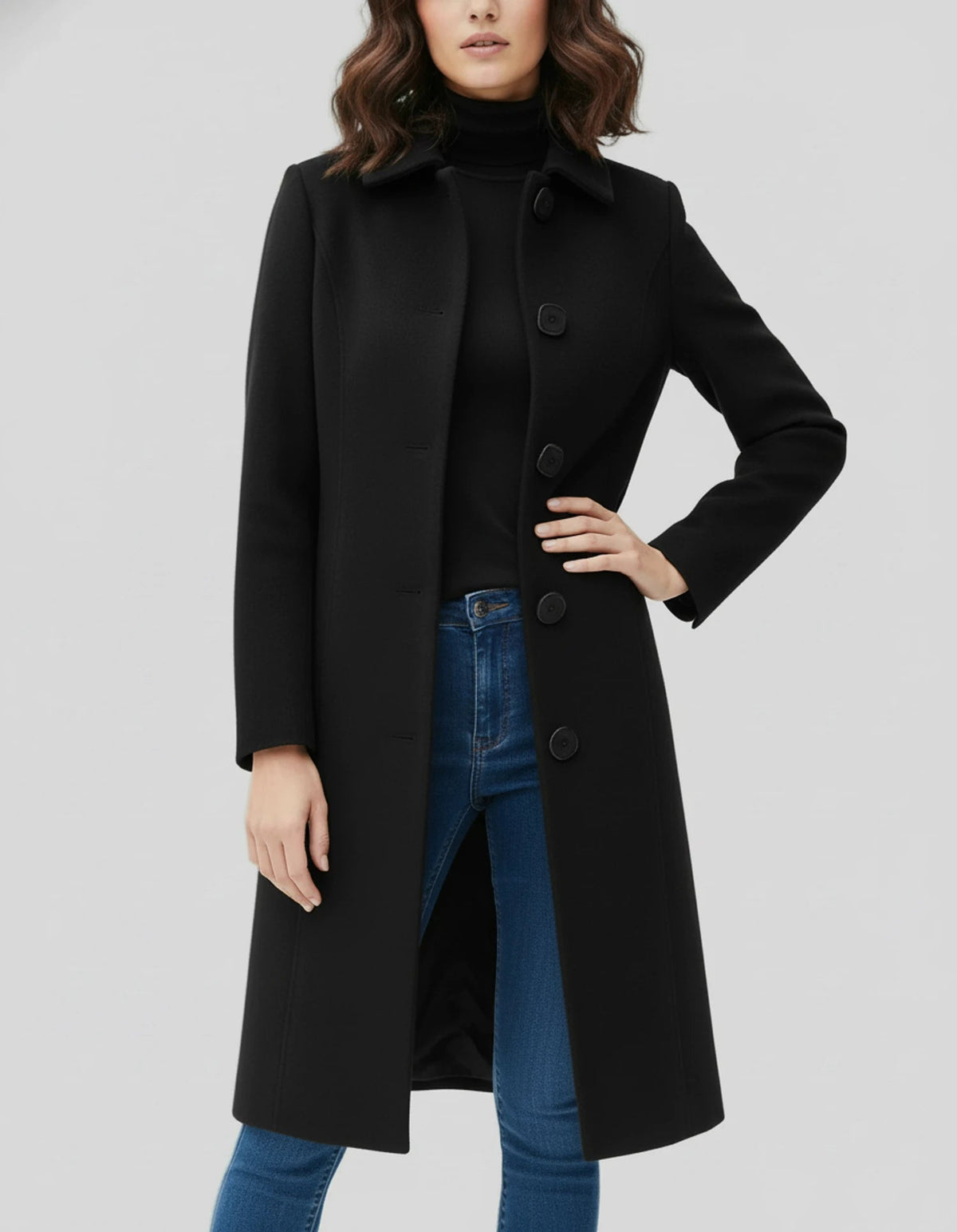 Women's Long Button-Front Coat