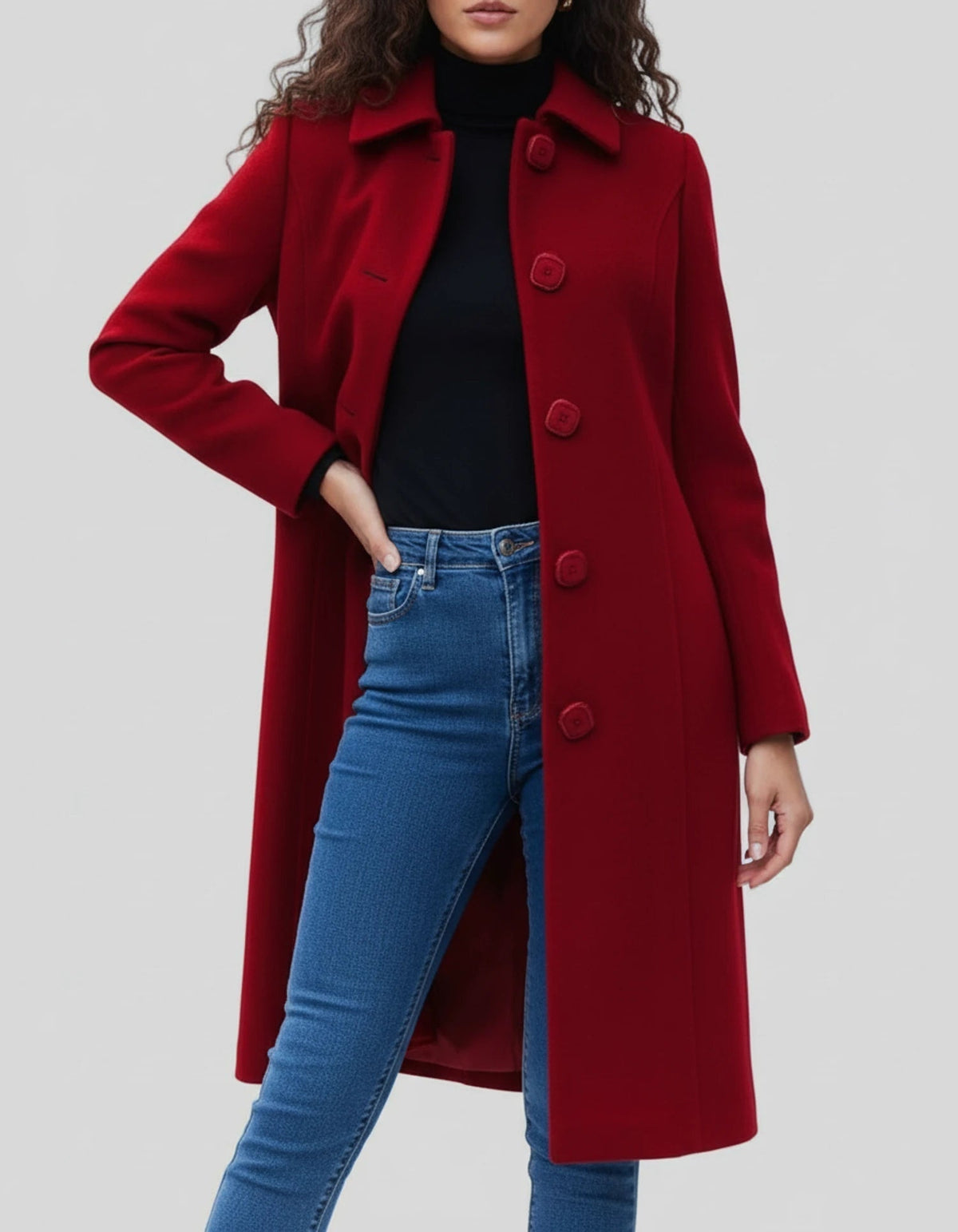 Women's Long Button-Front Coat