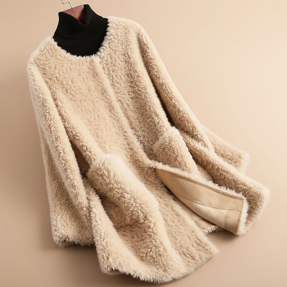Women's Long Collarless Coat