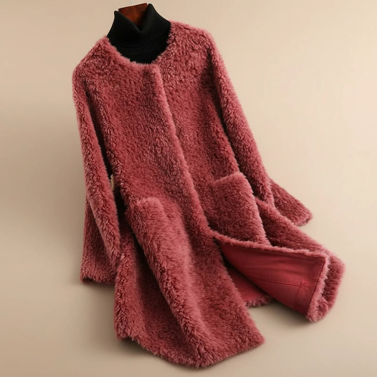 Women's Long Collarless Coat