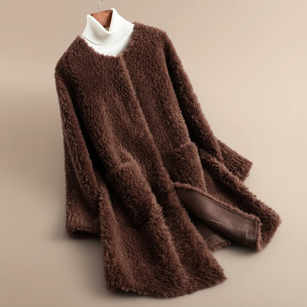 Women's Long Collarless Coat