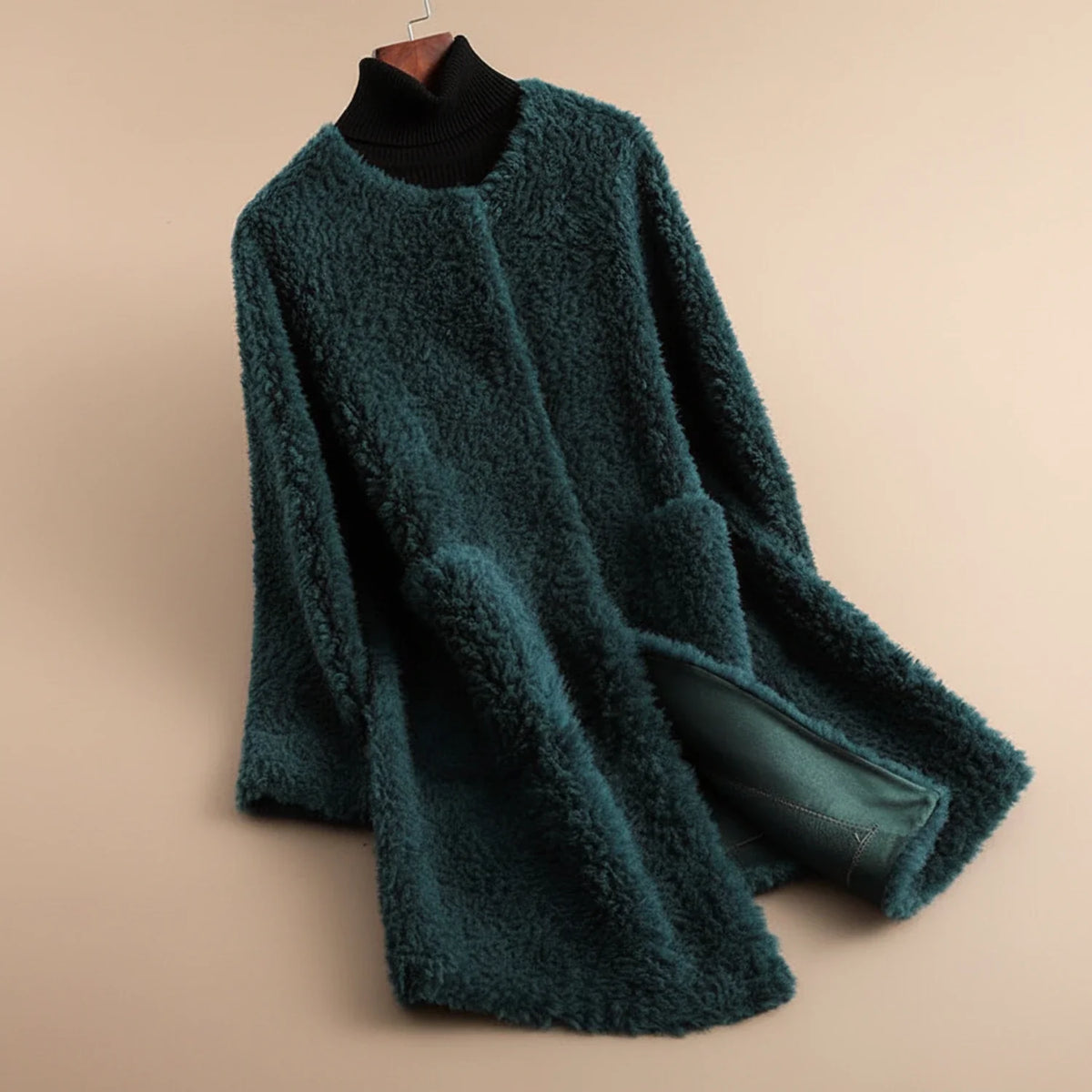 Women's Long Collarless Coat