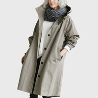 Women's Long Hooded Waterproof Trench Raincoat