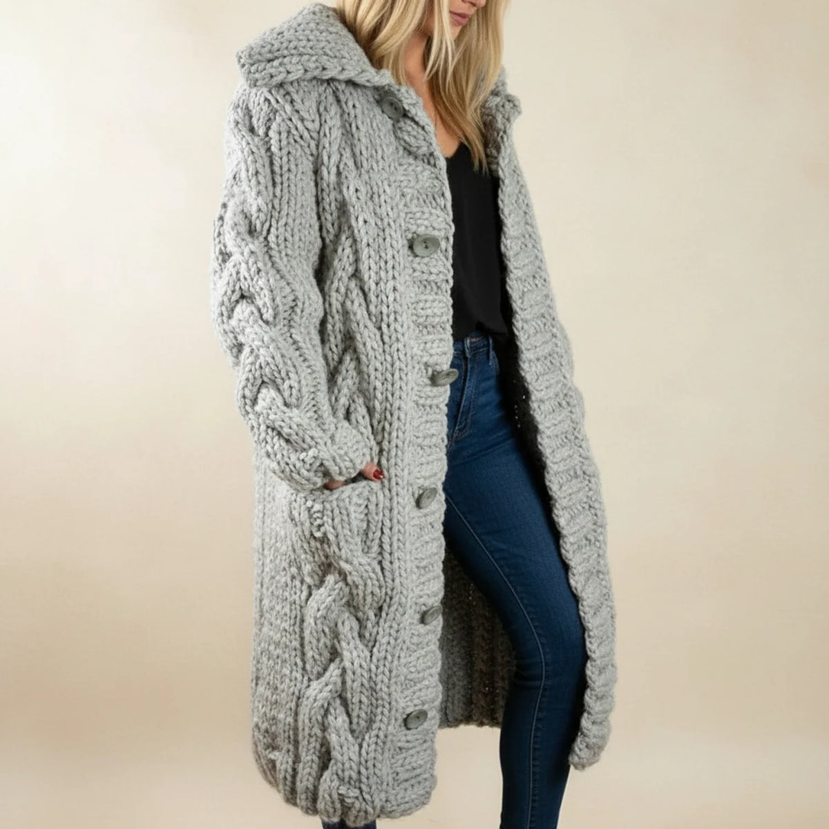Women's Long Hooded Winter Cardigan