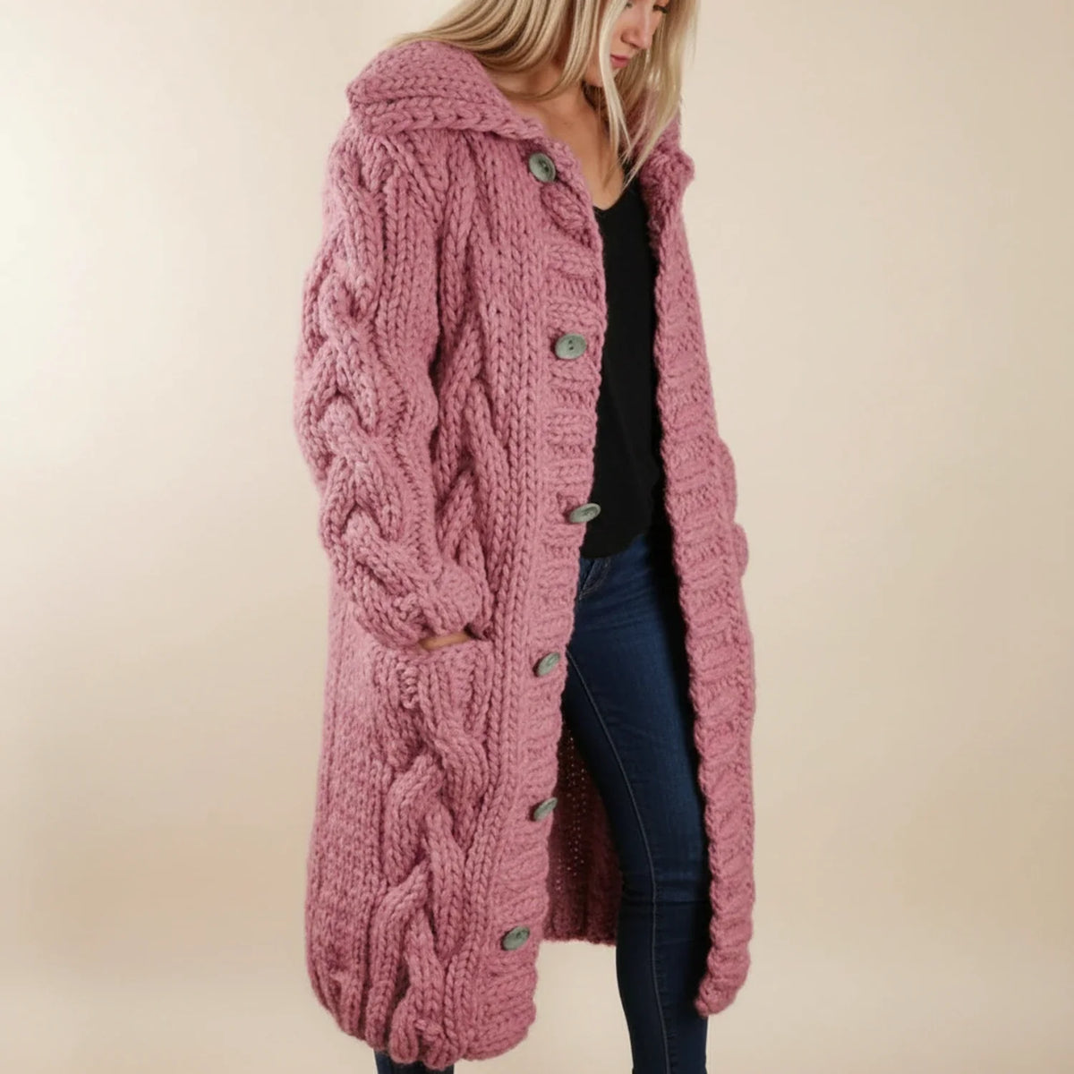 Women's Long Hooded Winter Cardigan