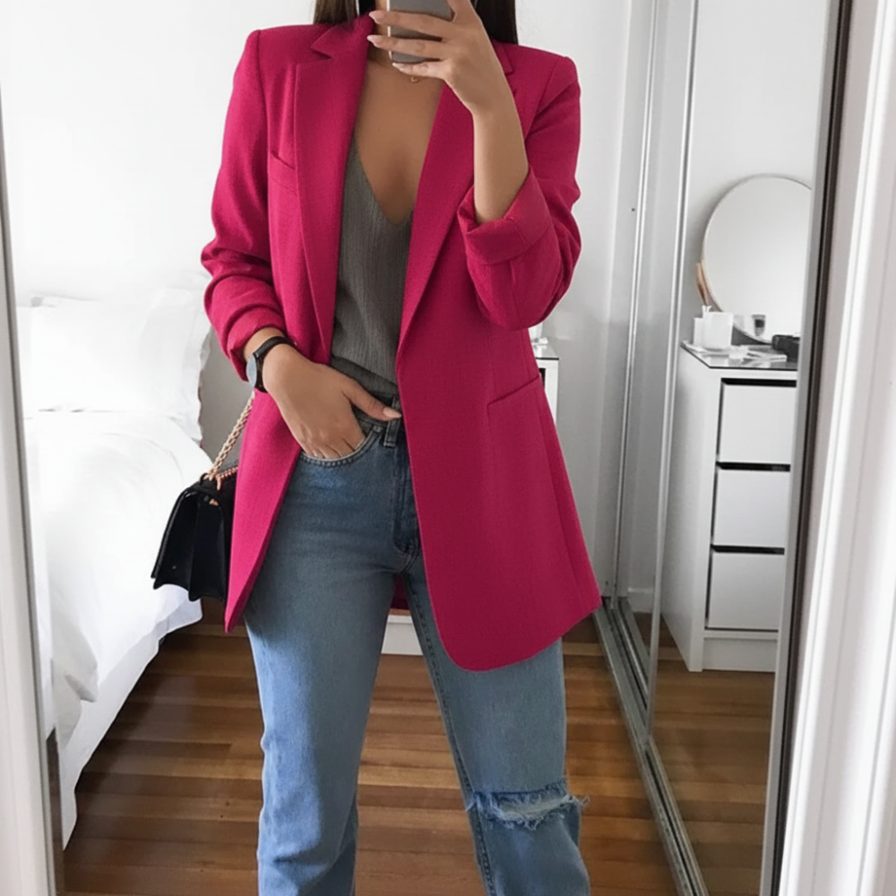 Women's Long-Sleeve Blazer with Notched Lapel