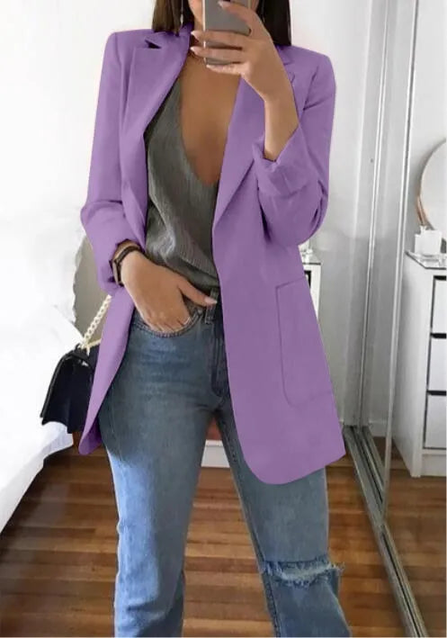 Women's Long-Sleeve Blazer with Notched Lapel
