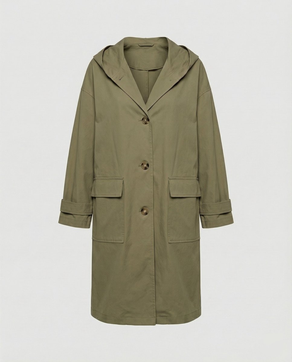 Women's Long Waterproof Windproof Hooded Trench Coat