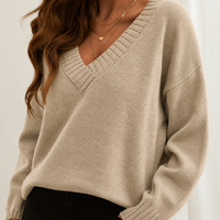 Women's Loose-Fit V-Neck Sweater