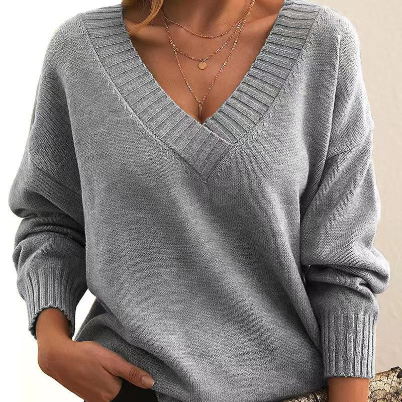 Women's Loose-Fit V-Neck Sweater