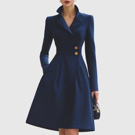 Women's Navy Tailored-Fit Midi Coat Dress