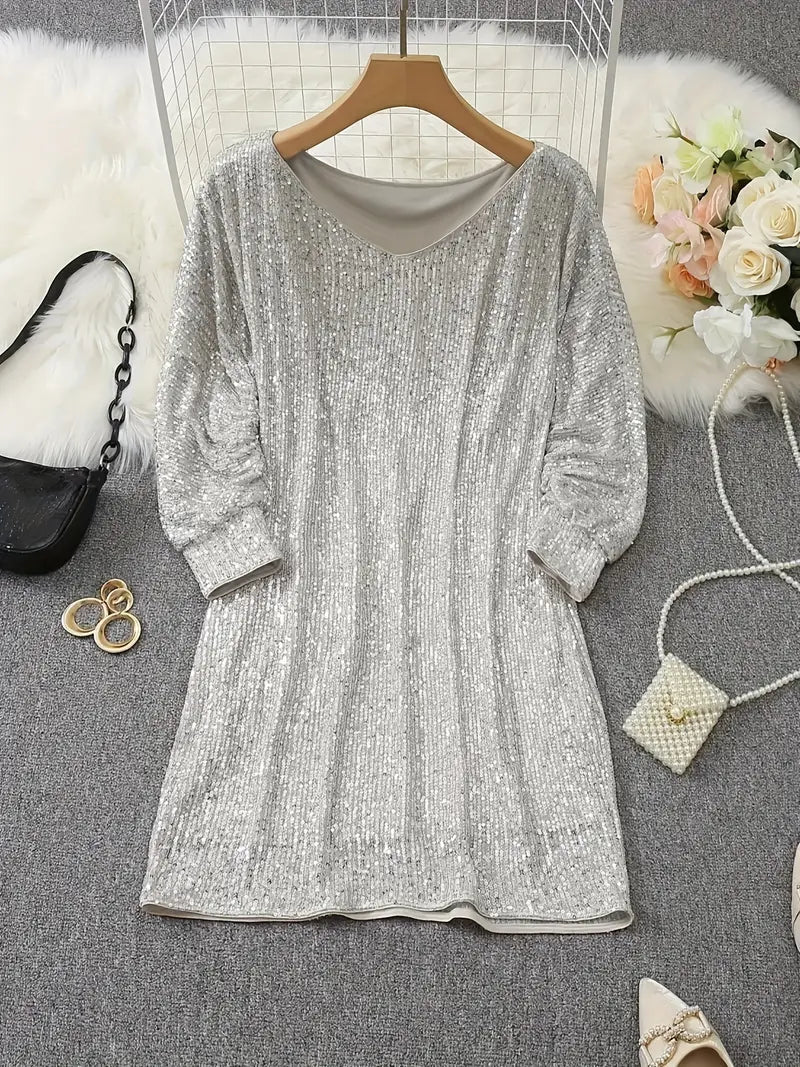 Women's Off-the-Shoulder Sequin Mini Dress