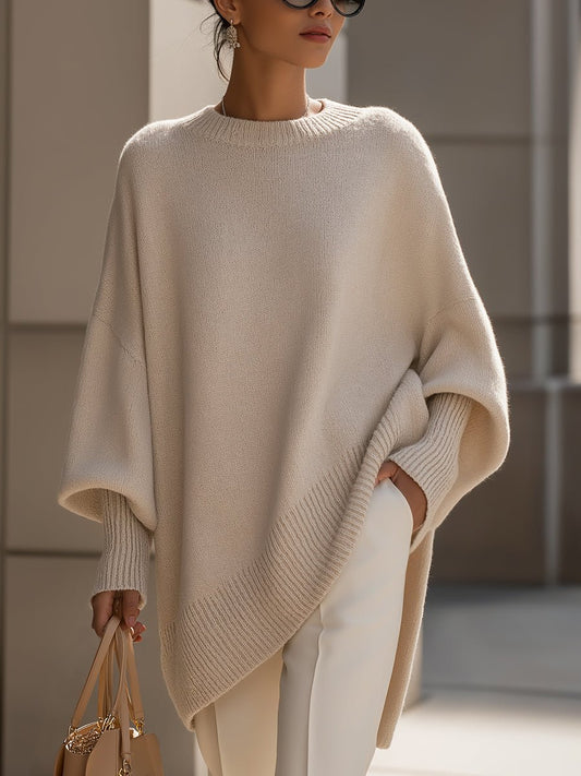 Women's Oversized Batwing Sleeve Pullover Sweater