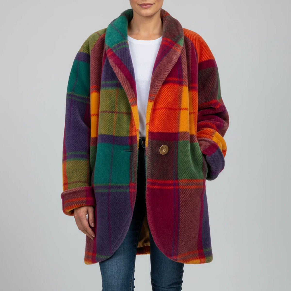 Women's Oversized Plaid Coat