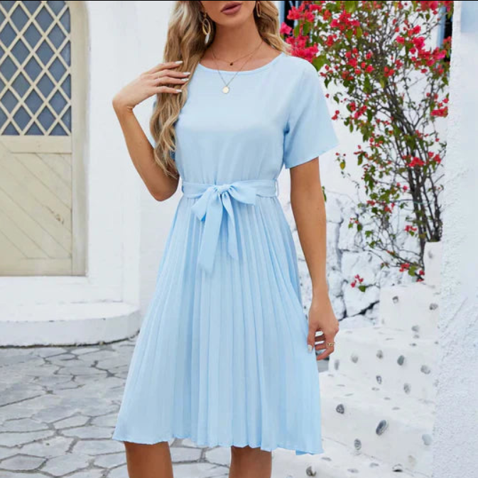Women's Pleated A-Line Midi Dress
