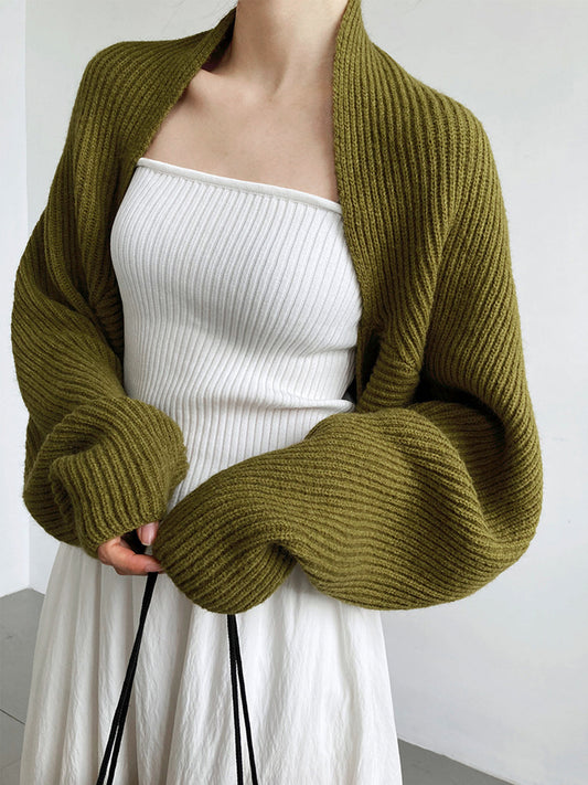 Women's Regular Fit Open-Front Long Sleeve Shrug Sweater