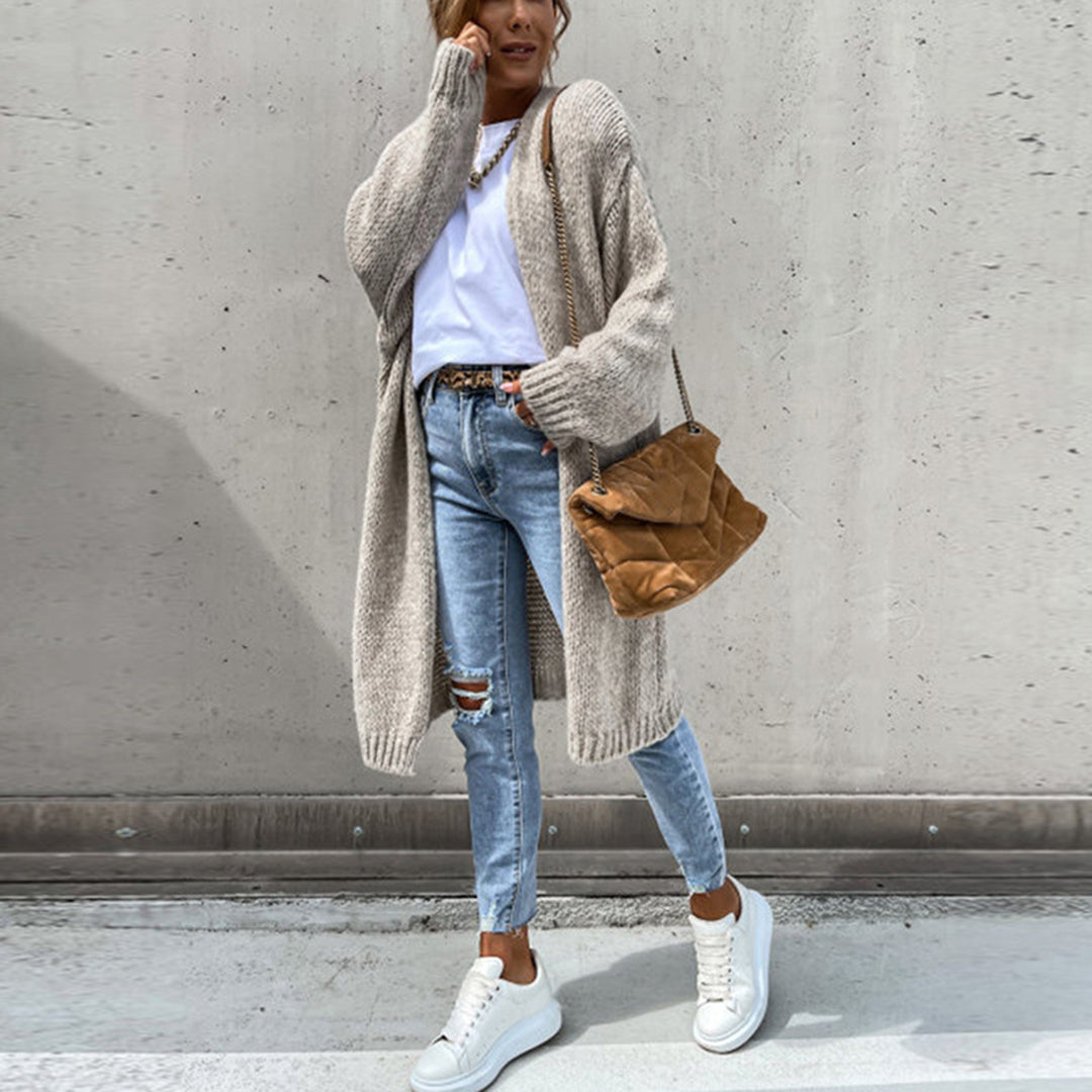 Women's Relaxed Fit Long Open Front Cardigan