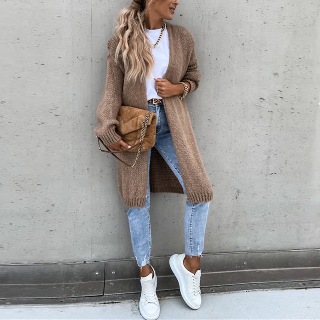 Women's Relaxed Fit Long Open Front Cardigan