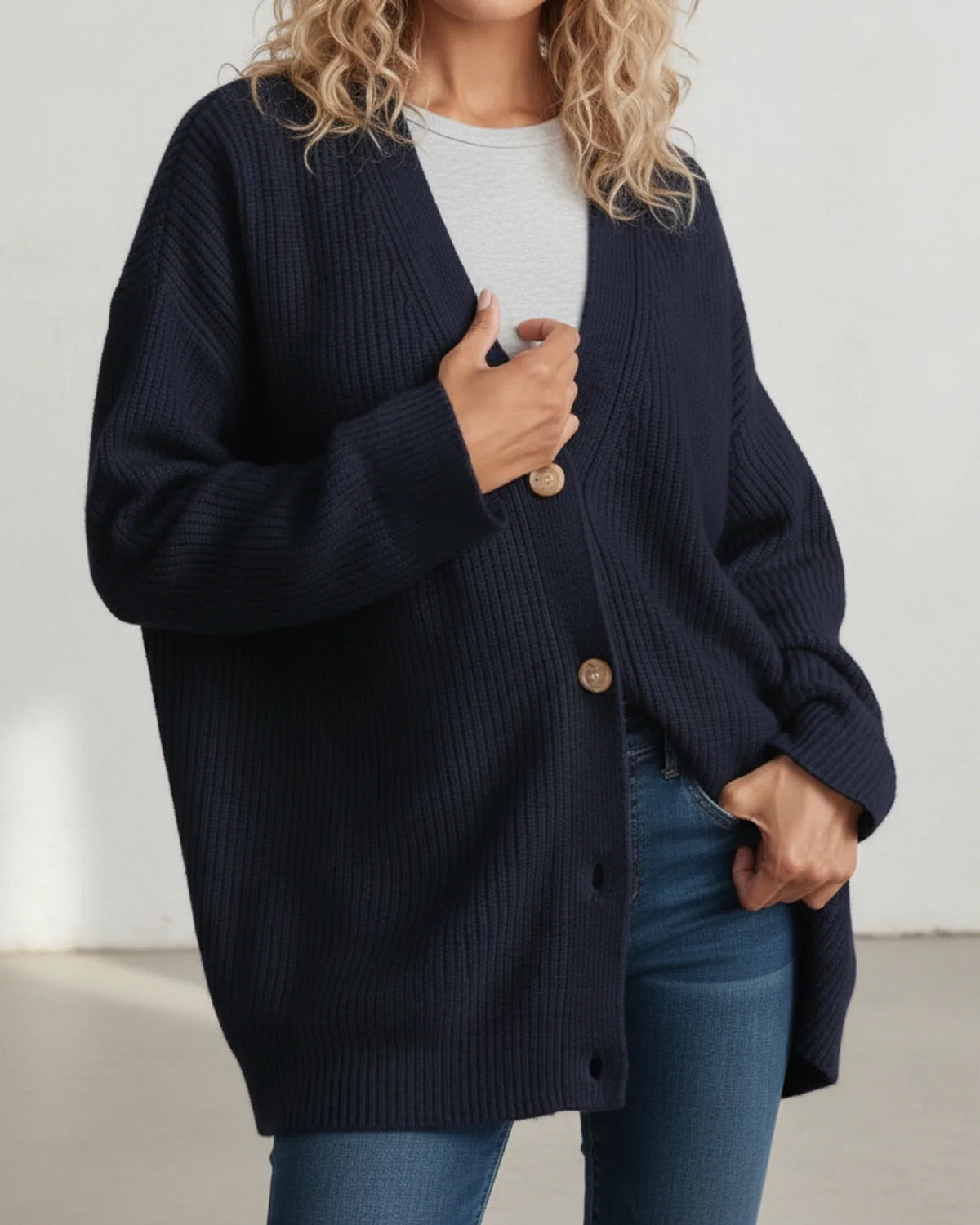 Women's Relaxed-Fit Winter Button-Up Cardigan