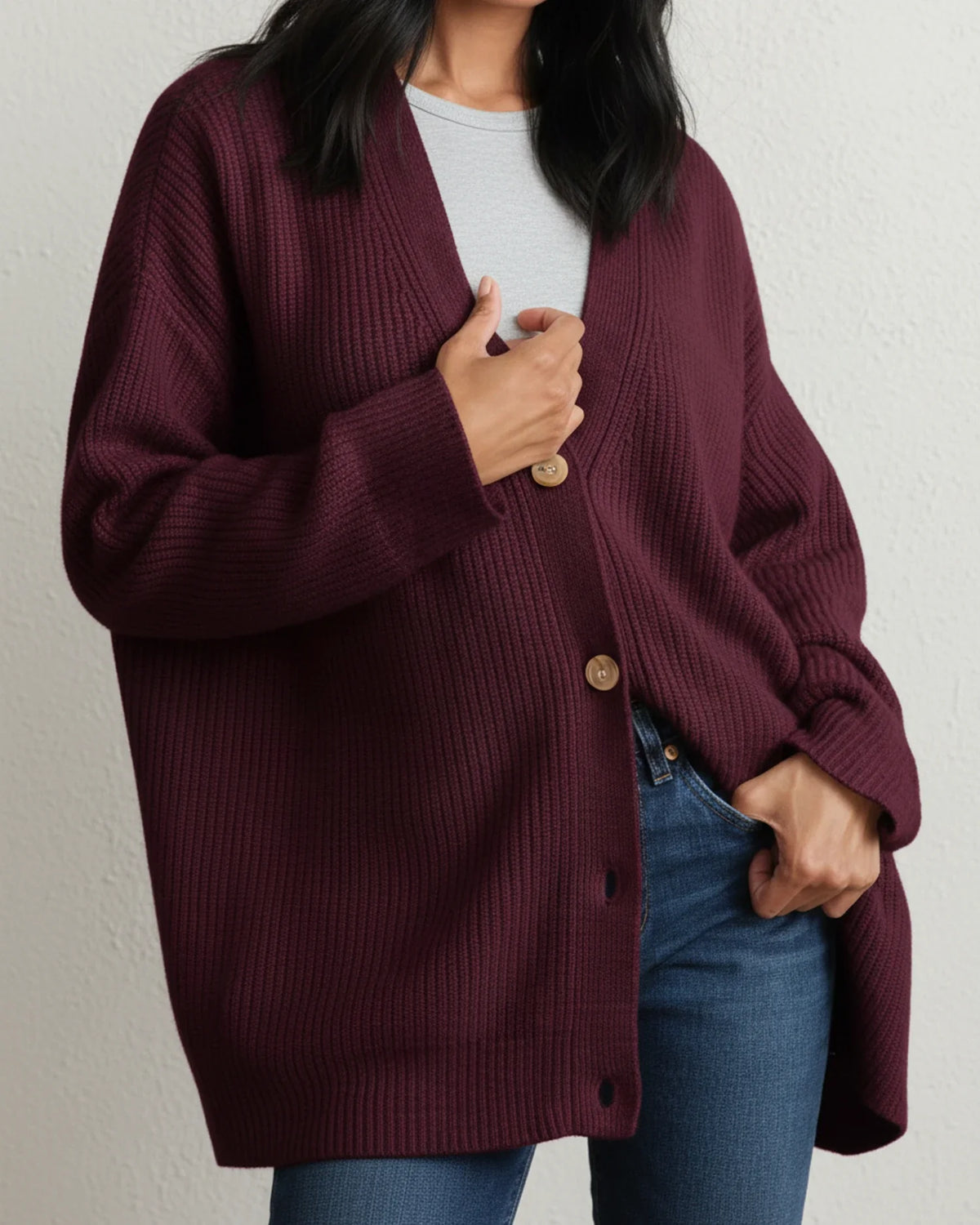 Women's Relaxed-Fit Winter Button-Up Cardigan