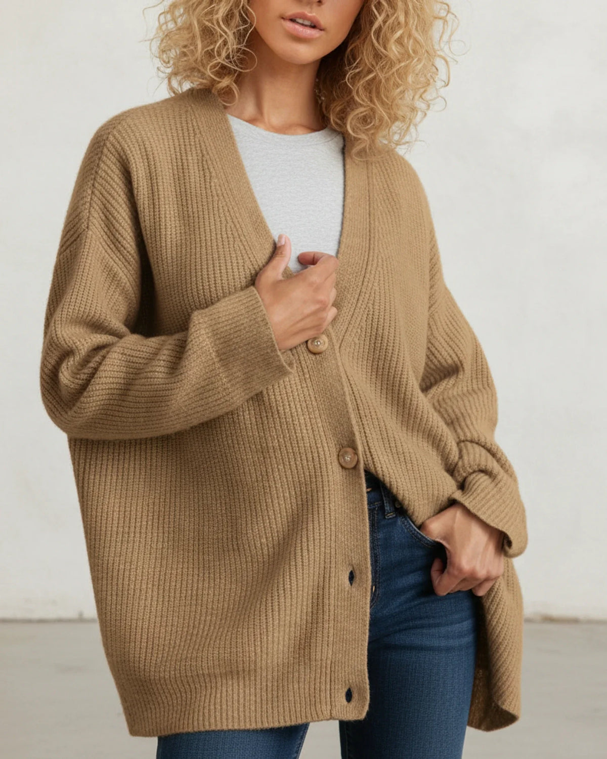 Women's Relaxed-Fit Winter Button-Up Cardigan