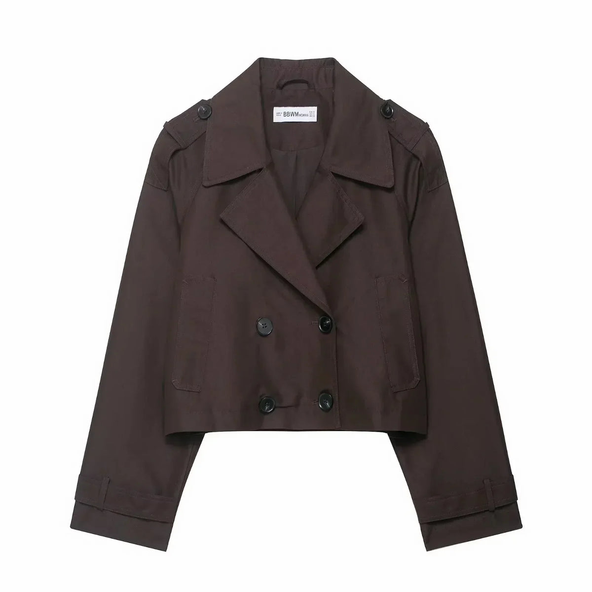 Women's Short Double-Breasted Trench Coat – Timeless Silhouette for Work and Leisure