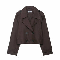 Women's Short Double-Breasted Trench Coat – Timeless Silhouette for Work and Leisure