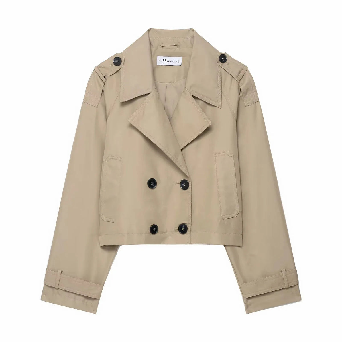 Women's Short Double-Breasted Trench Coat – Timeless Silhouette for Work and Leisure