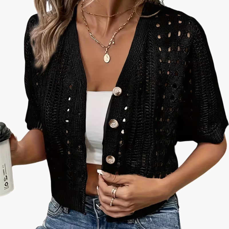 Women's Short-Sleeve Open- Cardigan
