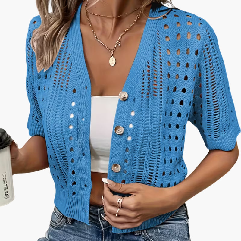 Women's Short-Sleeve Open- Cardigan