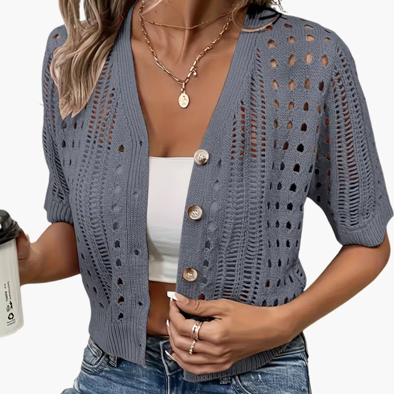 Women's Short-Sleeve Open- Cardigan