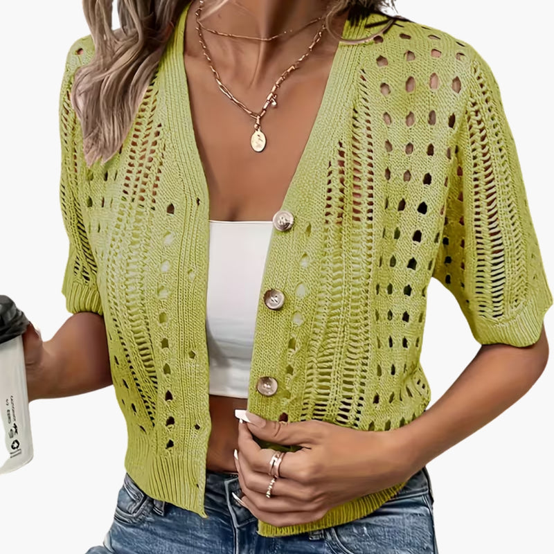 Women's Short-Sleeve Open- Cardigan