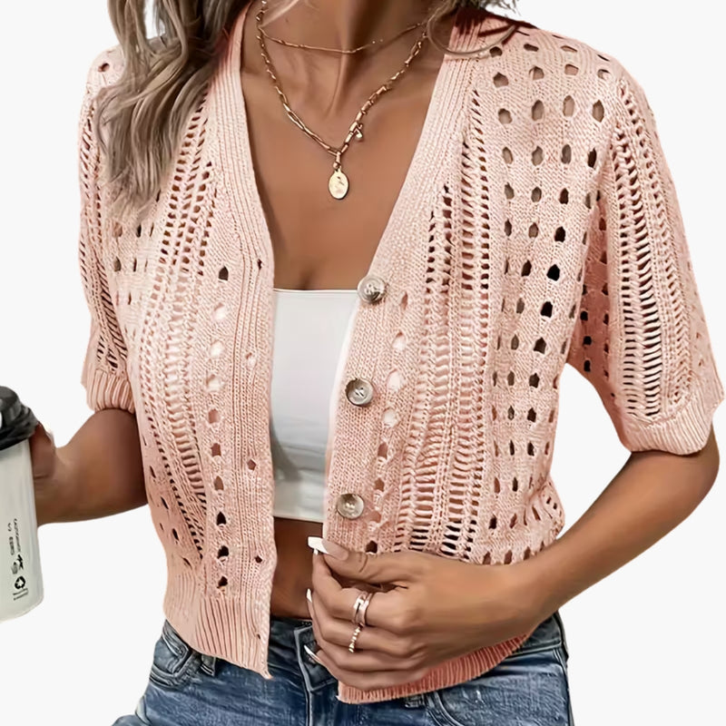 Women's Short-Sleeve Open- Cardigan