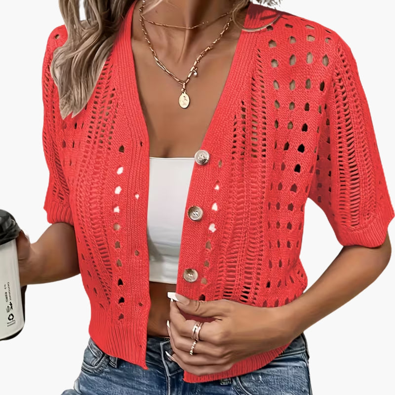 Women's Short-Sleeve Open- Cardigan