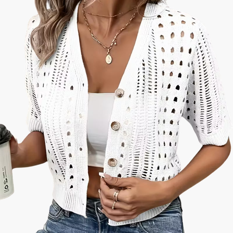 Women's Short-Sleeve Open- Cardigan