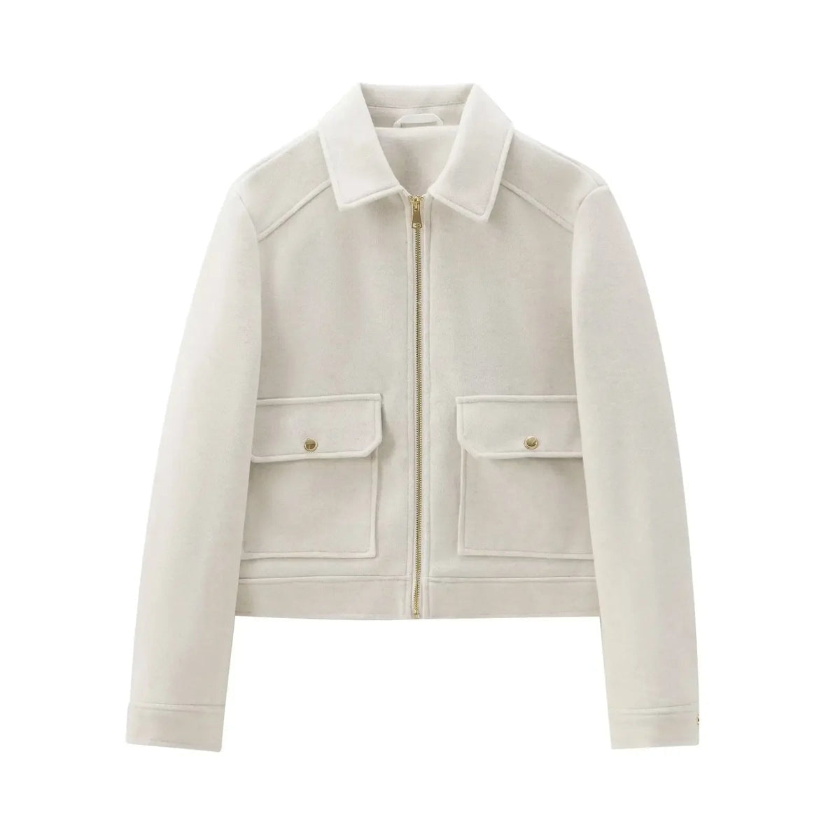 Women's Short Zip-Front Bomber Jacket with Cuffs