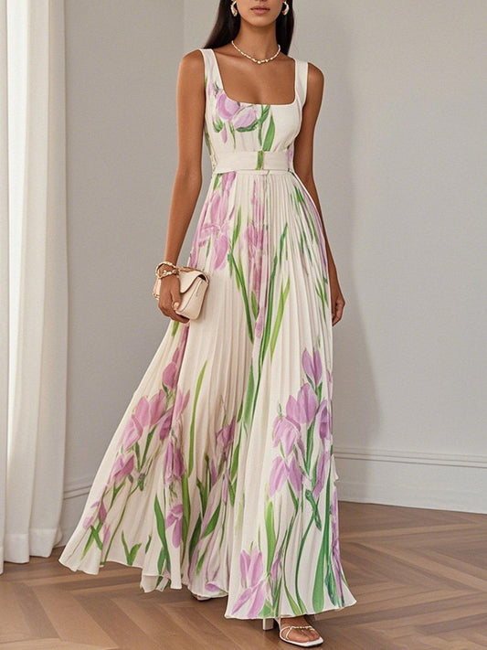Women's Sleeveless Pleated Maxi Dress