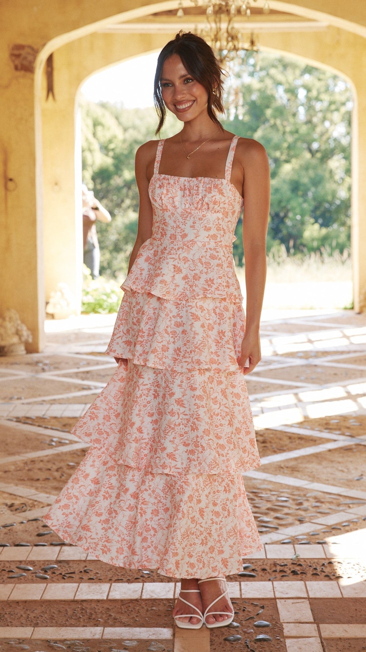 Women's Sleeveless Tiered Midi Dress