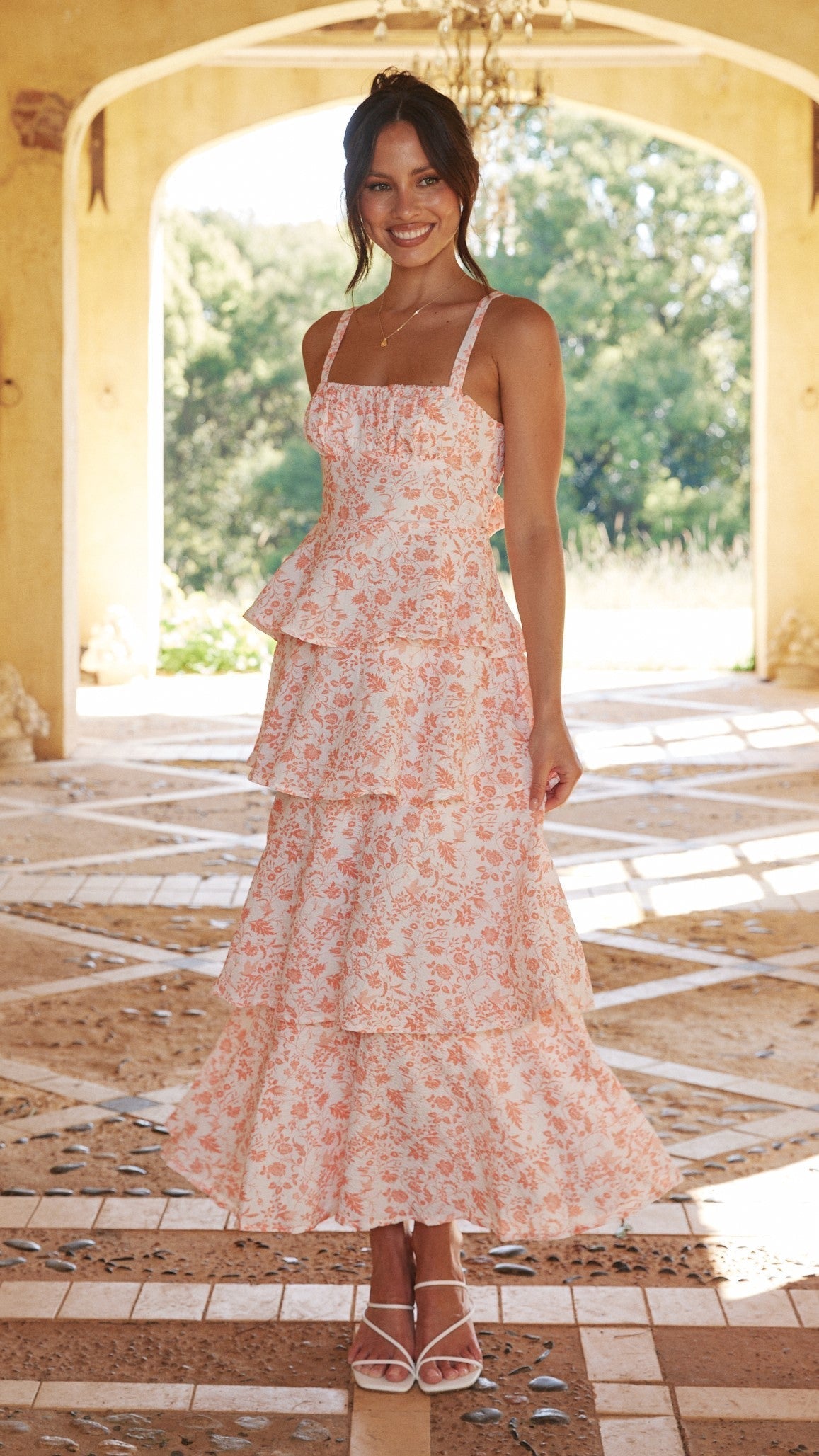 Women's Sleeveless Tiered Midi Dress