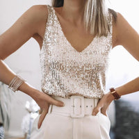Women's Sparkling Sequin Spaghetti Strap Top
