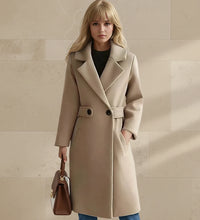 Women's Tailored Belted Coat with Wide Lapels