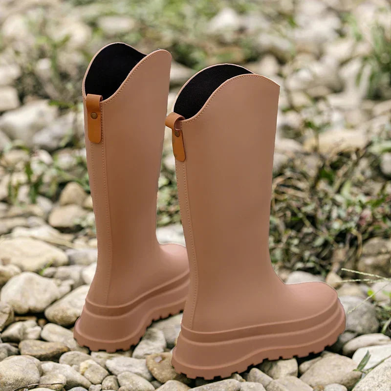 Women's Tall Waterproof Rain Boots with Comfort Sole