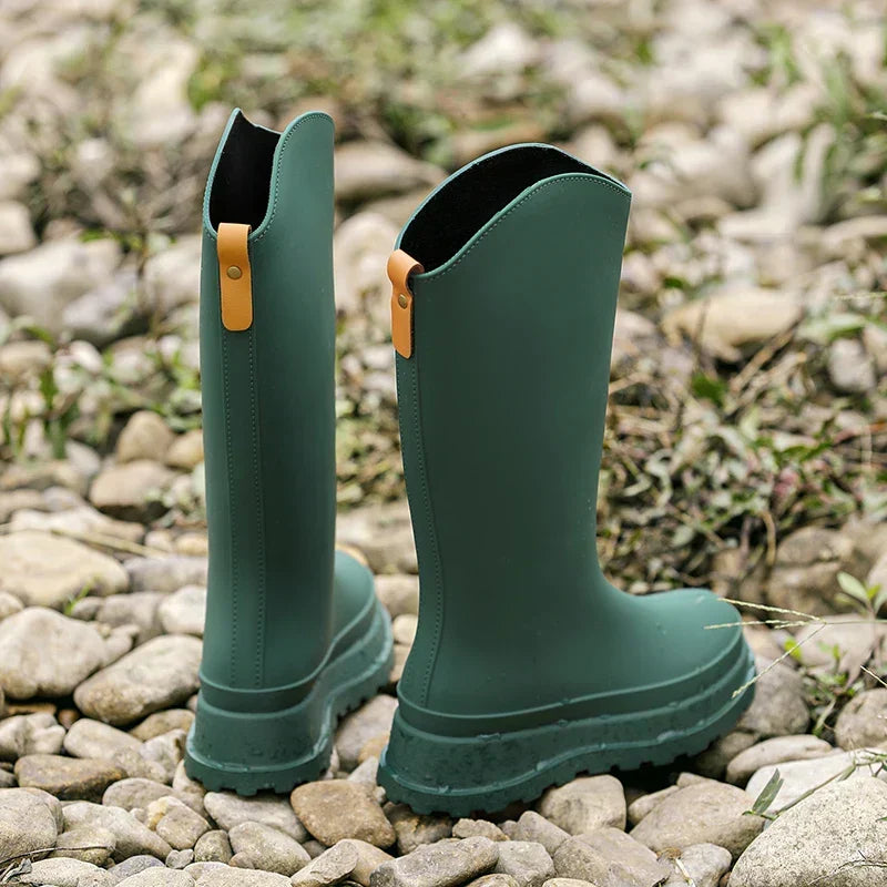 Women's Tall Waterproof Rain Boots with Comfort Sole