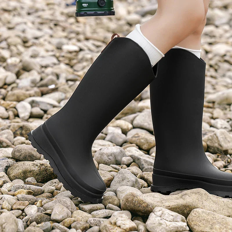 Women's Tall Waterproof Rain Boots with Comfort Sole